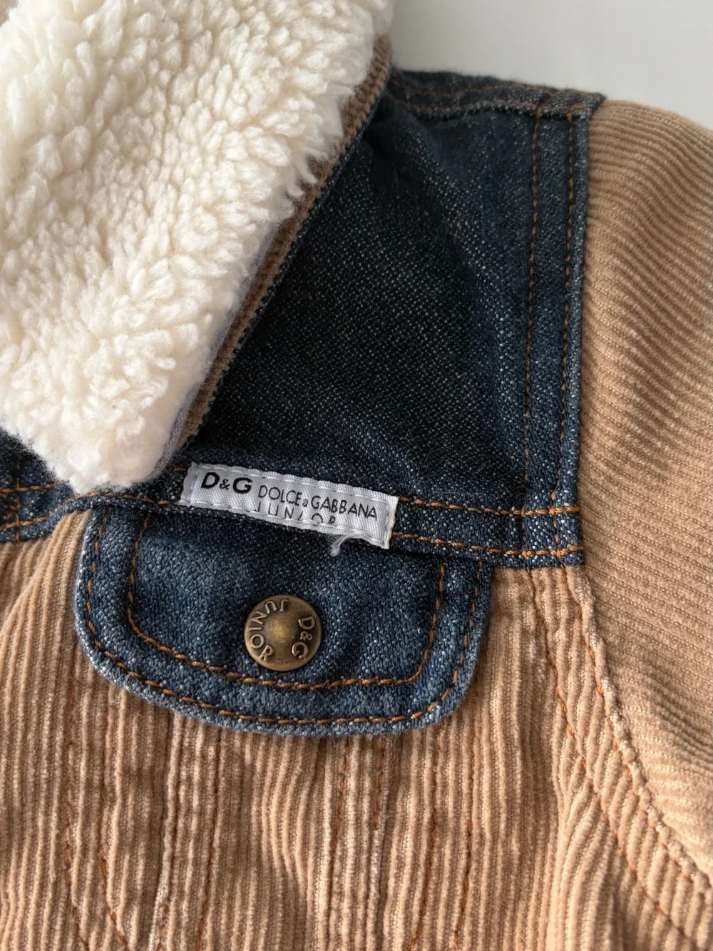 Kids Khaki Corduroy Winter Jacket by Dolce & Gabbana Junior 18-24 months